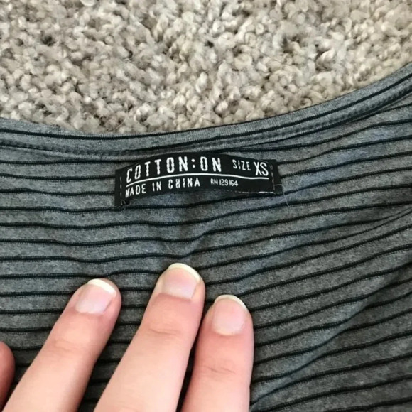 Cotton On Wrap Front Grey Stripe Top - Picture 2 of 3